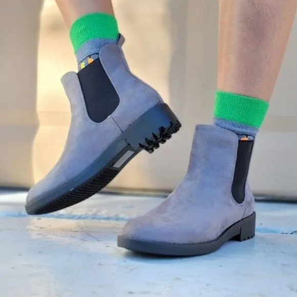 Women's Grey Flats Ankle Chelsea Booties