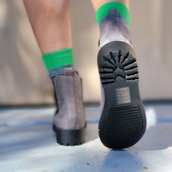 Women's Grey Flats Ankle Chelsea Booties