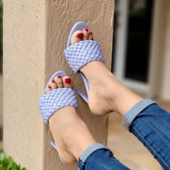 Women's High Heel Mule Sandals Periwinkle Color