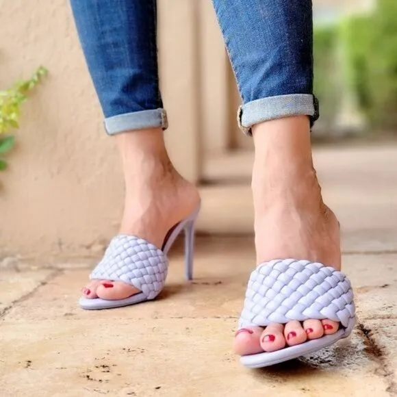 Women's High Heel Mule Sandals Periwinkle Color
