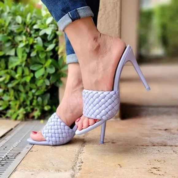 Women's High Heel Mule Sandals Periwinkle Color