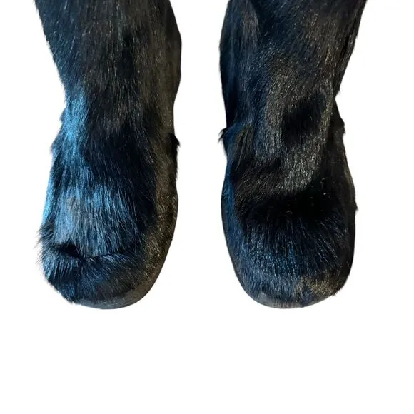 Women’s Italian Made Lotto Brand Size 49 (US 9) Black Fur Boots. Fur Lined.