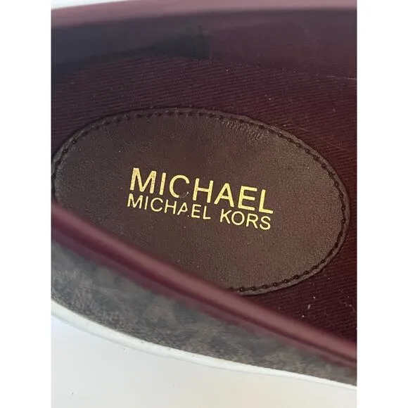 Women's Michael Kors Brown Merlot Teddi Slip On Flat Slide Shoes Size 7M