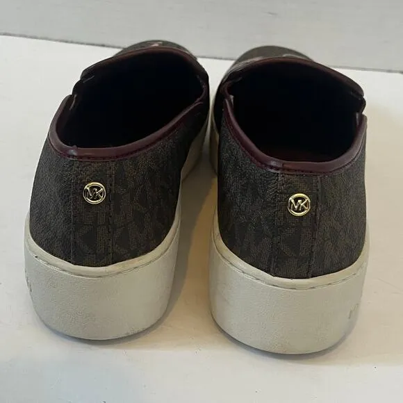 Women's Michael Kors Brown Merlot Teddi Slip On Flat Slide Shoes Size 7M