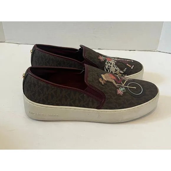Women's Michael Kors Brown Merlot Teddi Slip On Flat Slide Shoes Size 7M