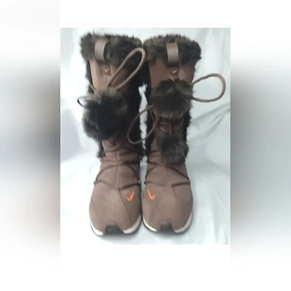 Women's Nike 311959-281 Hi-Suede Winter Boots Brown, Orange, Ice Blue Zip Sz 7.5