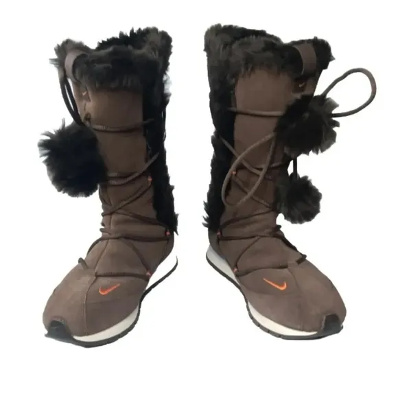 Women's Nike 311959-281 Hi-Suede Winter Boots Brown, Orange, Ice Blue Zip Sz 7.5