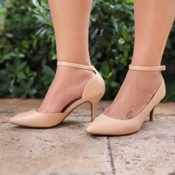 Women's Nude Ankle Closed Pointed Toe Stiletto Heel Pump‎