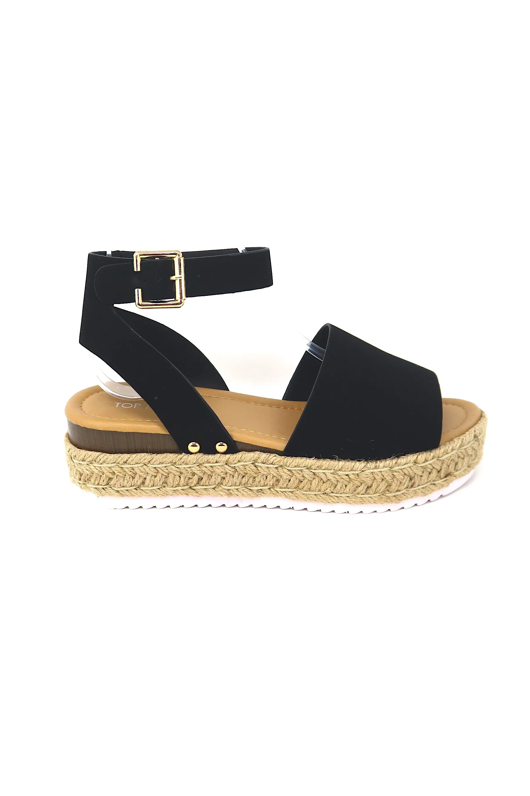 Women's Open Toe Buckle Ankle Strap Platform Espadrille Sandals