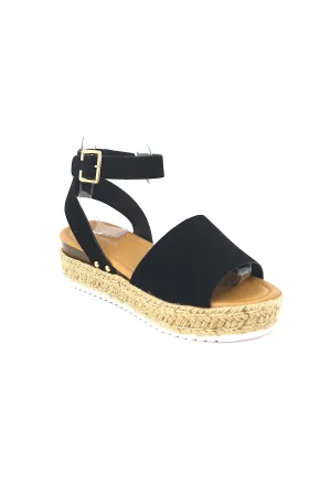 Women's Open Toe Buckle Ankle Strap Platform Espadrille Sandals