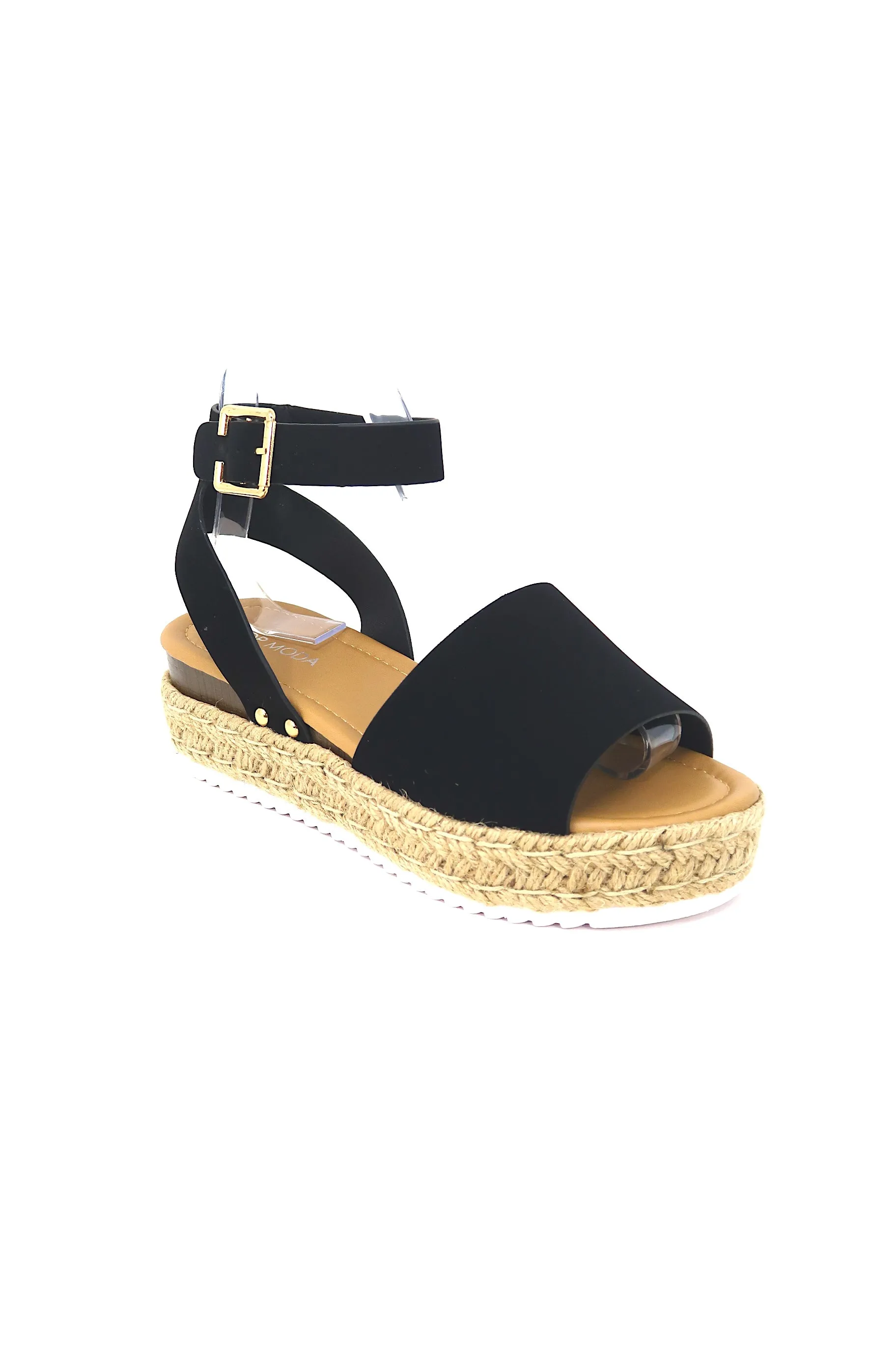 Women's Open Toe Buckle Ankle Strap Platform Espadrille Sandals