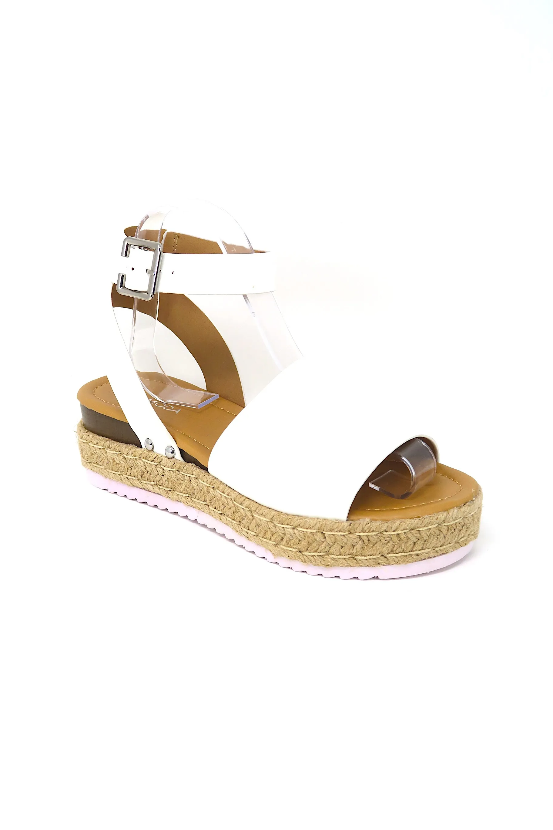 Women's Open Toe Buckle Ankle Strap Platform Espadrille Sandals