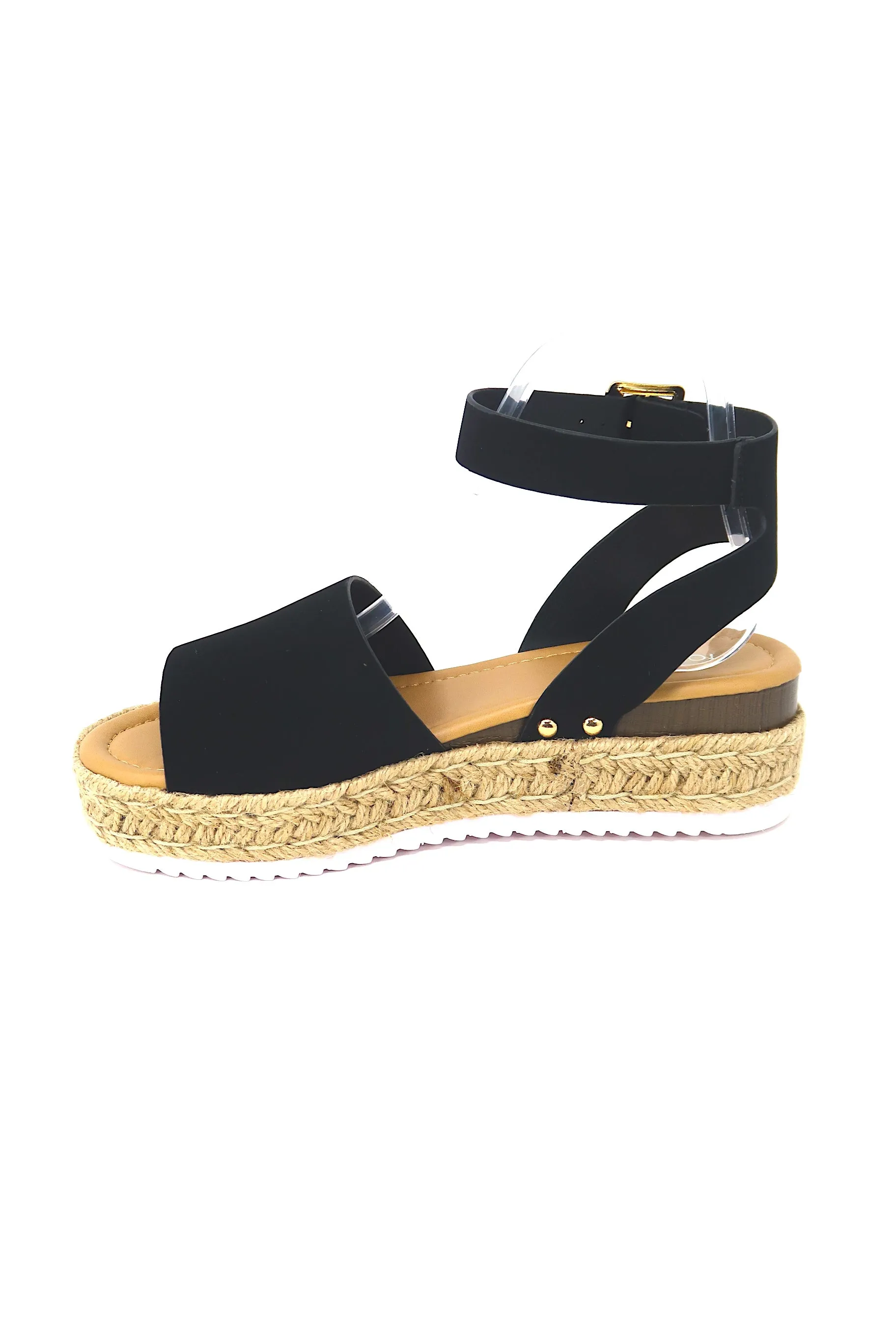 Women's Open Toe Buckle Ankle Strap Platform Espadrille Sandals