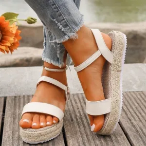 Women's Platform Wedge Sandals, Ankle Strap Espadrille Open Toe Summer Shoes
