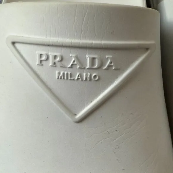 Women's Prada White Rubber Slide, Size 7/7.5/IT 37