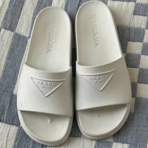 Women's Prada White Rubber Slide, Size 7/7.5/IT 37