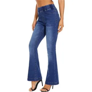 Womens Pull-on Bell Bottom Flare Jean Stretch Skinny Denim Pants