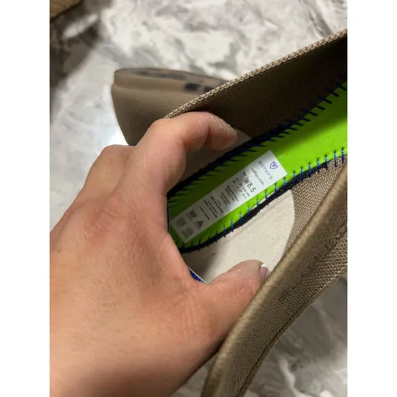 Women's Rothy's The Point Flats Size 8.5 Brown with Blue Accent