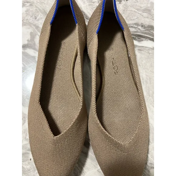Women's Rothy's The Point Flats Size 8.5 Brown with Blue Accent