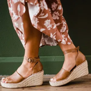 Women’s Two Toned Neutral Taupe Open Toe 3.5” Dress Wedge Size 7
