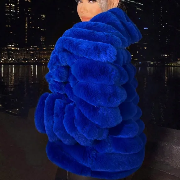 Women's Winter Solid Color Lapel Long Sleeve Open Front Faux Fur Coat