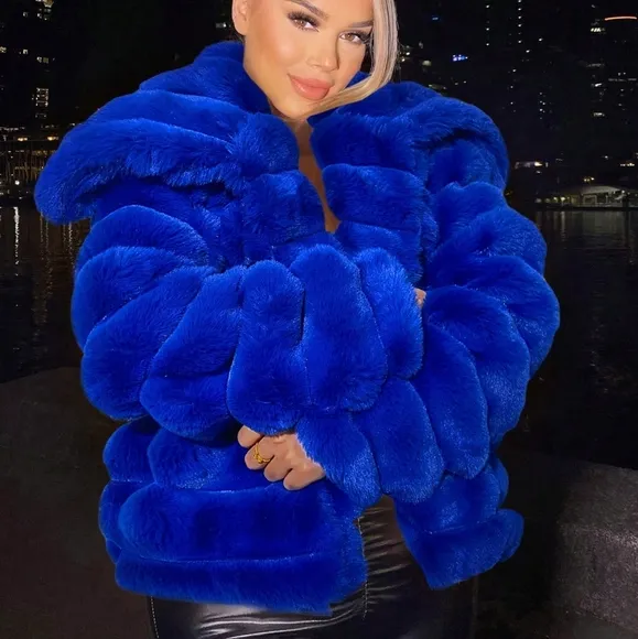 Women's Winter Solid Color Lapel Long Sleeve Open Front Faux Fur Coat