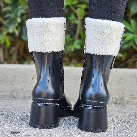 Women's Chunky Block Heel Ankle Boots Black Color