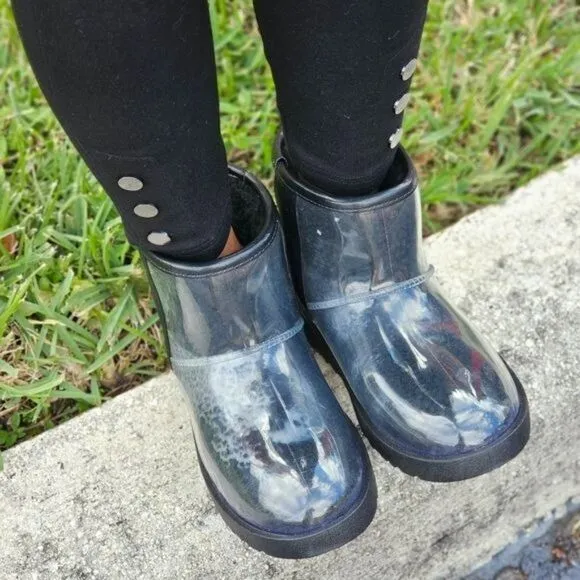 Womens Clear Black Color Ankle Comfort Boots