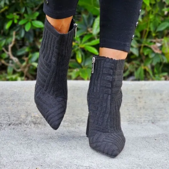 Women's Pointed Toe Zipper Chunky Heel Ankle Boots