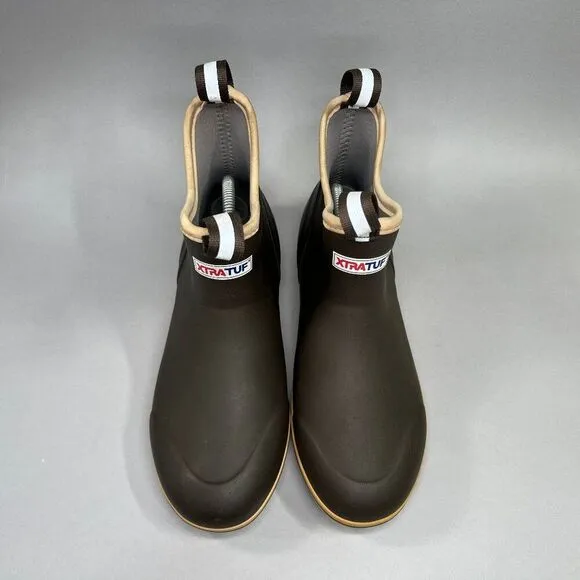 XtraTuf Ankle Deck Boots Men's Size 8 Chocolate Tan 6&quot; Waterproof Rubber Fishing