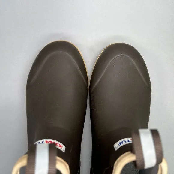 XtraTuf Ankle Deck Boots Men's Size 8 Chocolate Tan 6&quot; Waterproof Rubber Fishing