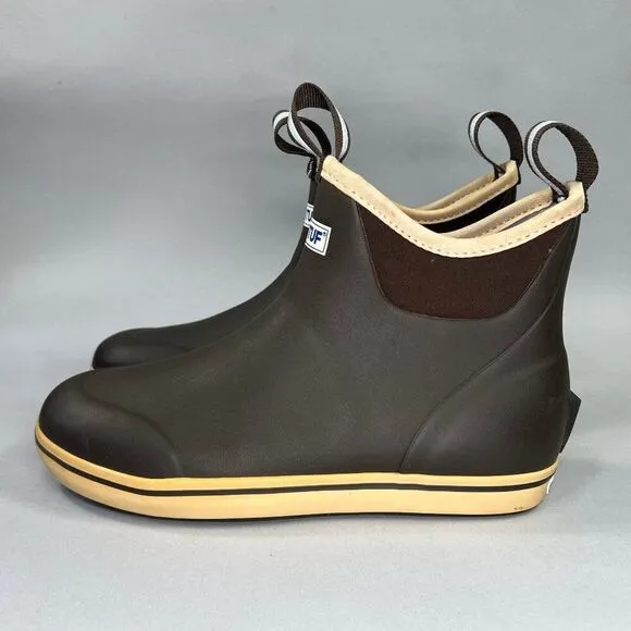XtraTuf Ankle Deck Boots Men's Size 8 Chocolate Tan 6&quot; Waterproof Rubber Fishing