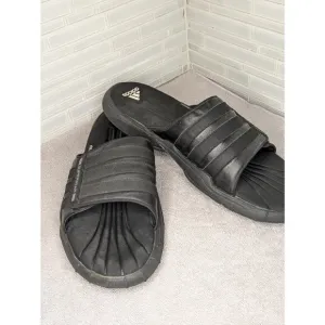Y2K Adidas Slides 2G Superstar Fit Foam Slippers Mens Sz 14 Black On Black RARE