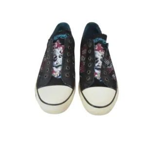 Y2K Don-Ed Hardy Black Lace less Fishnet/Mesh Skull Sneakers Size 10