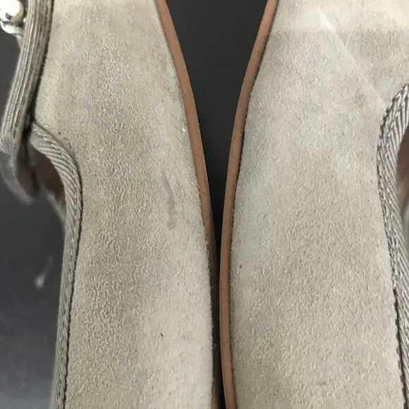 Zac Zac Posen Vonte Taupe Gray Suede Buckle  Square Toe Slip On Ballet Flats 9.5