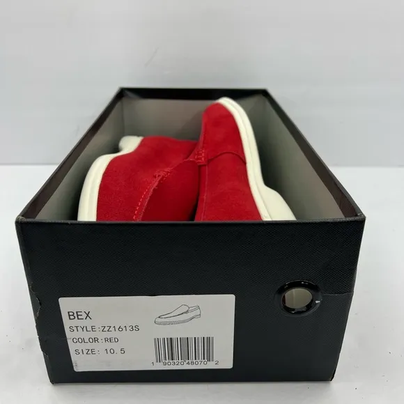 ZANZARA, MEN’S SUEDE RED MENS “BEX” LOAFERS, SIZE 10.5, MEN’S RED LOAFERS
