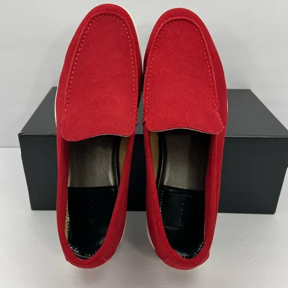 ZANZARA, MEN’S SUEDE RED MENS “BEX” LOAFERS, SIZE 10.5, MEN’S RED LOAFERS