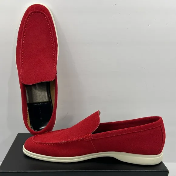 ZANZARA, MEN’S SUEDE RED MENS “BEX” LOAFERS, SIZE 10.5, MEN’S RED LOAFERS