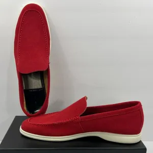 ZANZARA, MEN’S SUEDE RED MENS “BEX” LOAFERS, SIZE 10.5, MEN’S RED LOAFERS