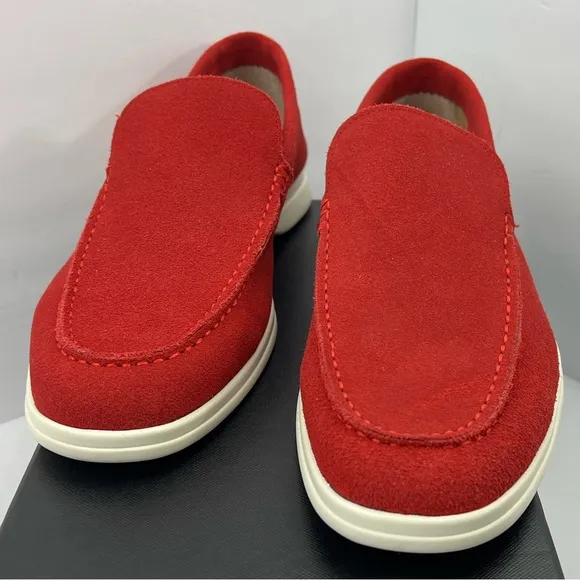 ZANZARA, MEN’S SUEDE RED MENS “BEX” LOAFERS, SIZE 10.5, MEN’S RED LOAFERS