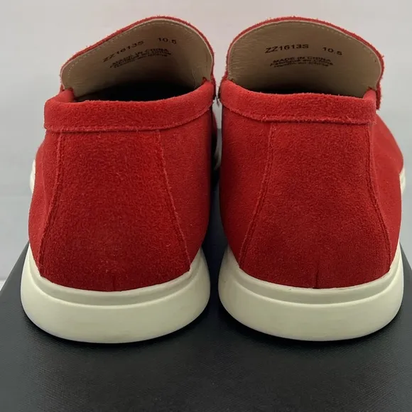 ZANZARA, MEN’S SUEDE RED MENS “BEX” LOAFERS, SIZE 10.5, MEN’S RED LOAFERS