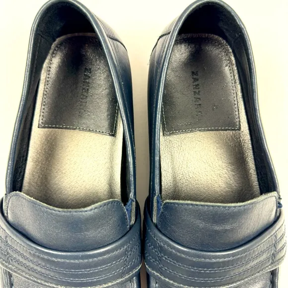 Zanzara Men's Van Eyck‎ Blue Soft Leather Loafers Shoes Size 11