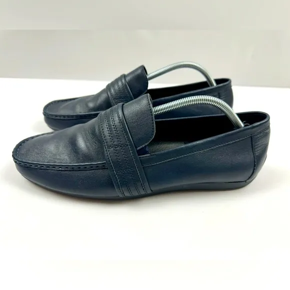 Zanzara Men's Van Eyck‎ Blue Soft Leather Loafers Shoes Size 11