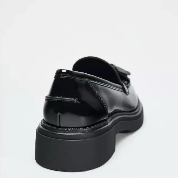 Zara Black Patent Leather Loafers