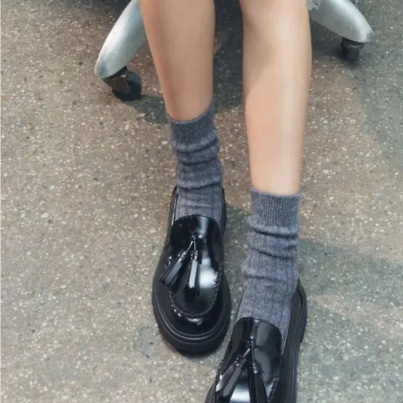 Zara Black Patent Leather Loafers