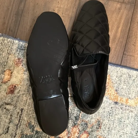Zara black quilted loafers size 39