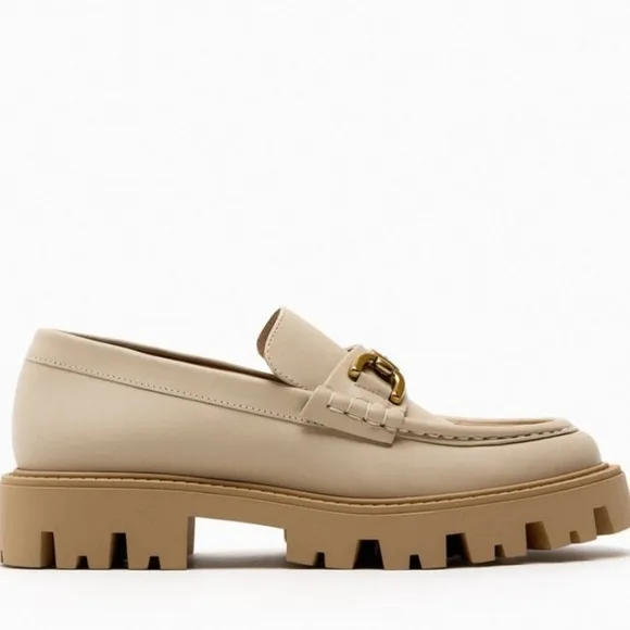 ZARA BUCKLE LEATHER LUG SOLE LOAFERS bloggers favorite