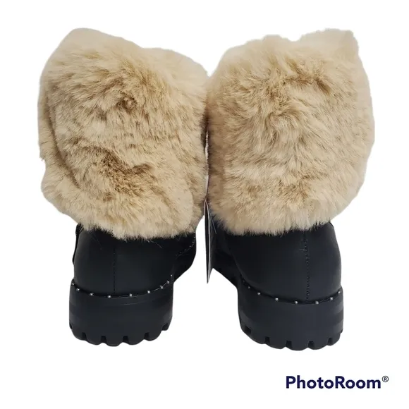 ZARA GIRLS Biker Faux Fur Boots Sz 36 (4 Youth)