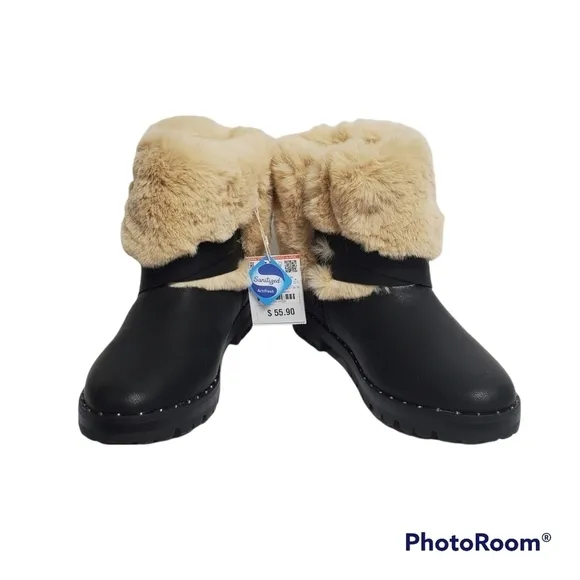 ZARA GIRLS Biker Faux Fur Boots Sz 36 (4 Youth)