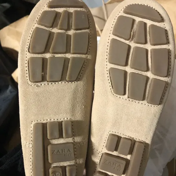 Zara kids tan leather loafers